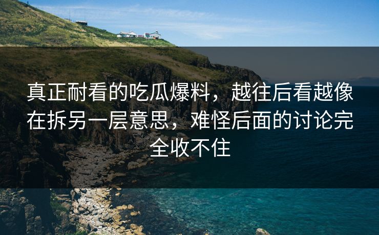 真正耐看的吃瓜爆料，越往后看越像在拆另一层意思，难怪后面的讨论完全收不住